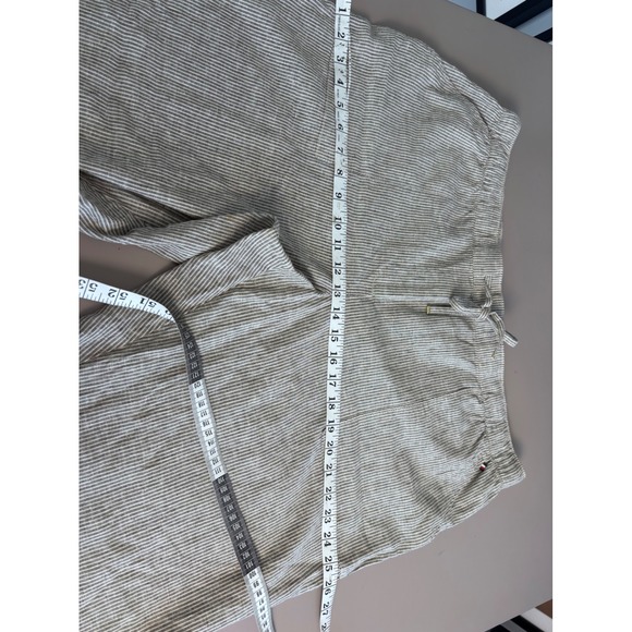 Tommy Hilfiger Striped Linen Cotton  Drawstring Pants Women's XXL Beige Gray - Picture 5 of 9